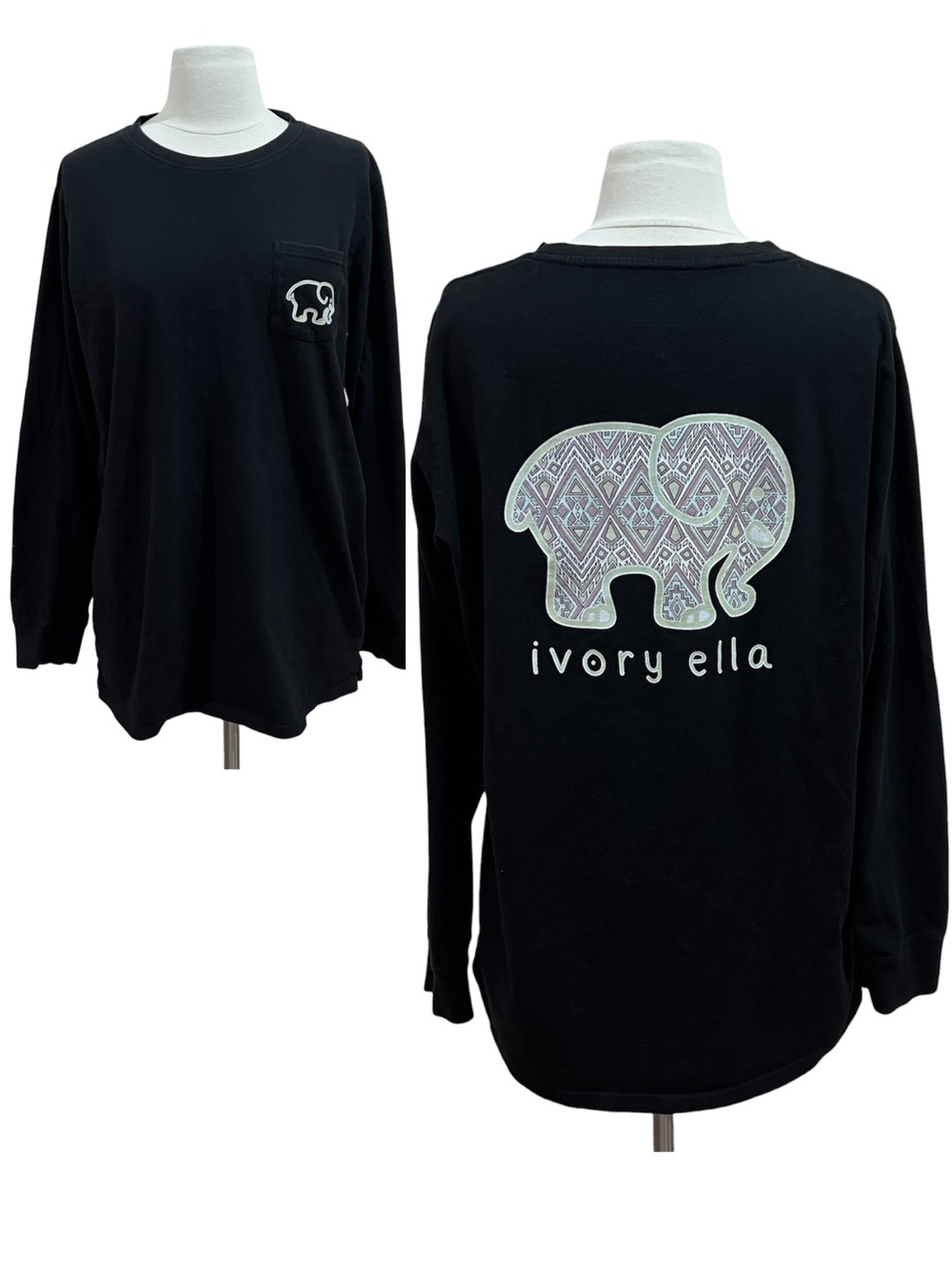 Ivory Ella Black Long Sleeve Shirt Size XL
